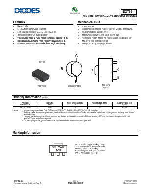 DXT651 Datasheet PDF Diodes Incorporated.