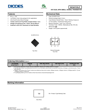 BC847CDLP Datasheet PDF Diodes Incorporated.