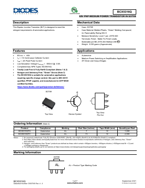 BCX5316QTA Datasheet PDF Diodes Incorporated.