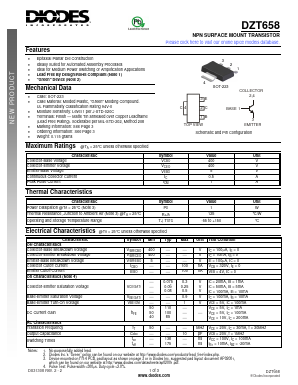 DZT658 Datasheet PDF Diodes Incorporated.
