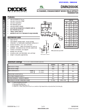 DMN2004K Datasheet PDF Diodes Incorporated.