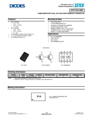 ZXTC4591AMCTA Datasheet PDF Diodes Incorporated.