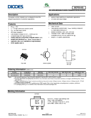 BCP5616Q Datasheet PDF Diodes Incorporated.