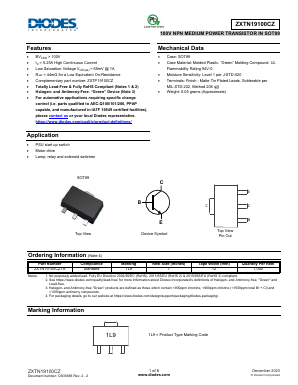 ZXTN19100CZ Datasheet PDF Diodes Incorporated.