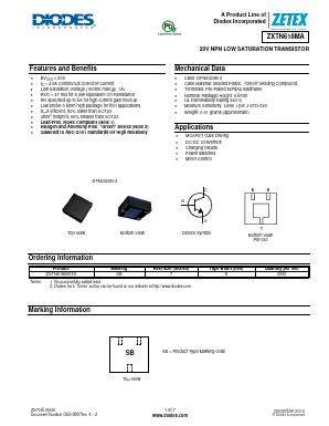 ZXTN618MA Datasheet PDF Diodes Incorporated.