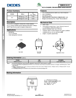 DMN3016LK3 Datasheet PDF Diodes Incorporated.