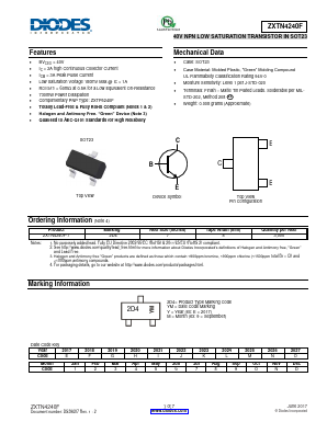 ZXTN4240F Datasheet PDF Diodes Incorporated.