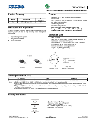 DMTH4005SCT Datasheet PDF Diodes Incorporated.