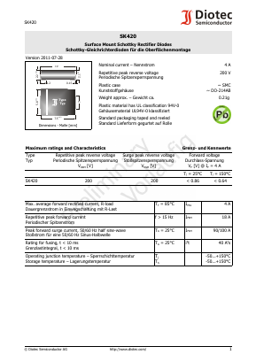 SK420 Datasheet PDF Diotec Semiconductor Germany 