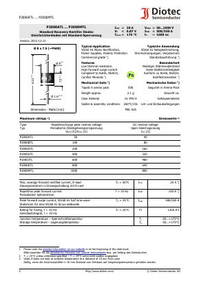 P2000MTL Datasheet PDF Diotec Semiconductor Germany 