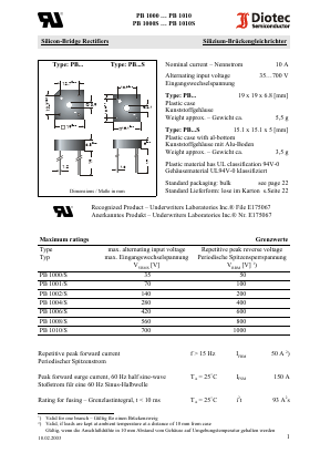 PB1000/S Datasheet PDF Diotec Semiconductor Germany 
