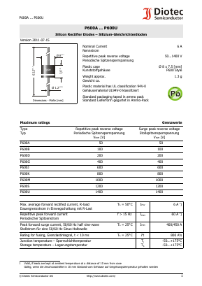 P600B Datasheet PDF Diotec Semiconductor Germany 