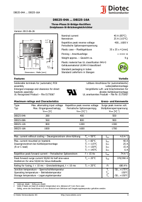 DBI25-04A Datasheet PDF Diotec Semiconductor Germany 