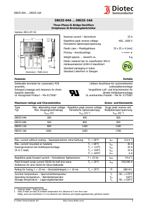 DBI25-04A Datasheet PDF Diotec Semiconductor Germany 