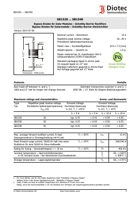 SB1520 Datasheet PDF Diotec Semiconductor Germany 