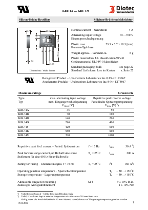 KBU4B Datasheet PDF Diotec Semiconductor Germany 