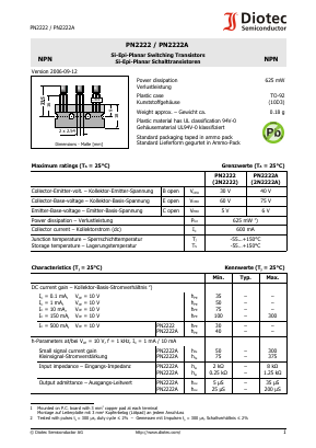 2N2222 Datasheet PDF Diotec Semiconductor Germany 