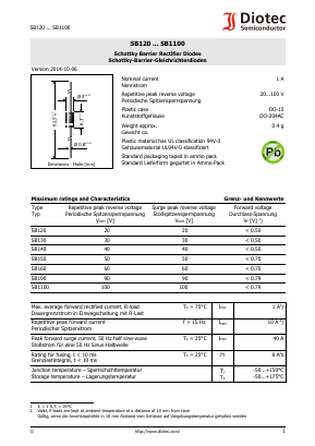 SB130 Datasheet PDF Diotec Semiconductor Germany 