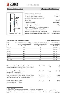 SB130 Datasheet PDF Diotec Semiconductor Germany 