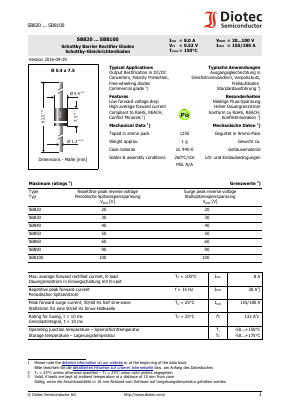 SB8100 Datasheet PDF Diotec Semiconductor Germany 