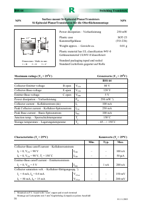 BSS64 Datasheet PDF Diotec Semiconductor Germany 