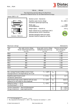 FR1A_05 Datasheet PDF Diotec Semiconductor Germany 