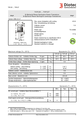 TIP125 Datasheet PDF Diotec Semiconductor Germany 