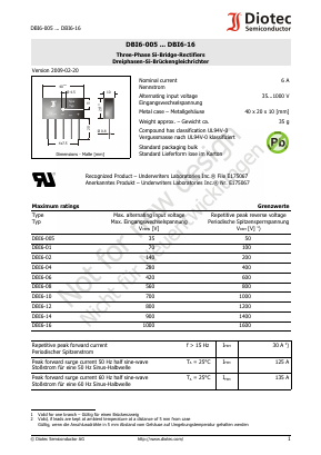 DBI6-005 Datasheet PDF Diotec Semiconductor Germany 