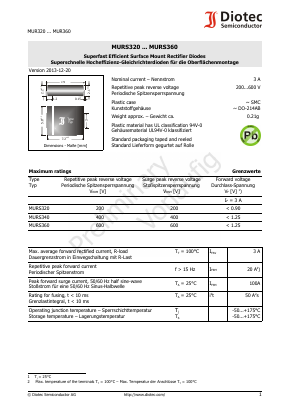 MURS340 Datasheet PDF Diotec Semiconductor Germany 