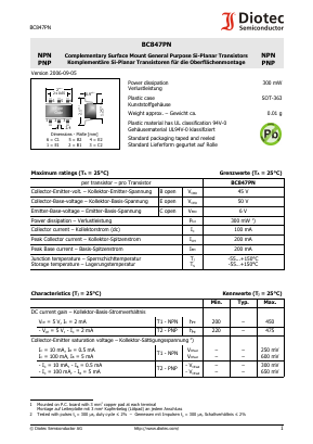 BC847PN Datasheet PDF Diotec Semiconductor Germany 