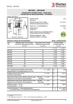 SBT10100 Datasheet PDF Diotec Semiconductor Germany 