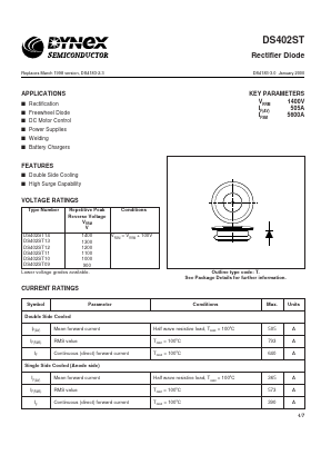 DS402ST Datasheet PDF Dynex Semiconductor