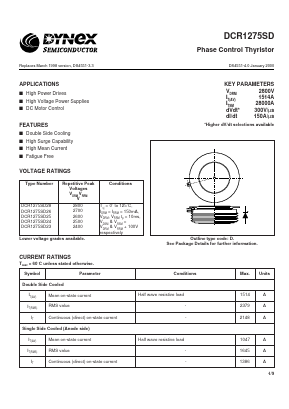 DCR1275SD24 Datasheet PDF Dynex Semiconductor