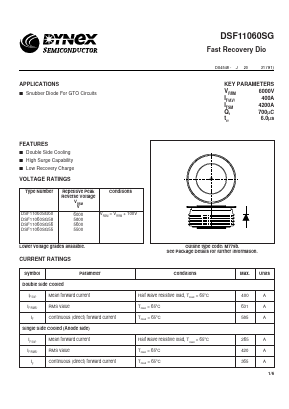 DSF11060SG60 Datasheet PDF Dynex Semiconductor