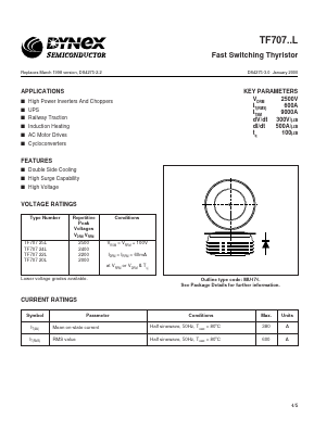 TF707 Datasheet PDF Dynex Semiconductor