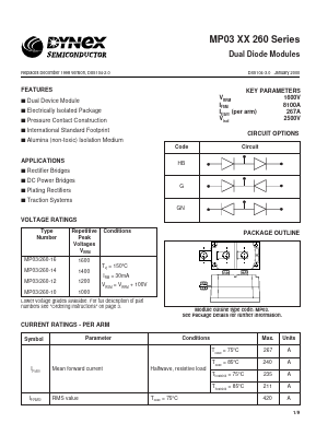MP03GN260-16 Datasheet PDF Dynex Semiconductor