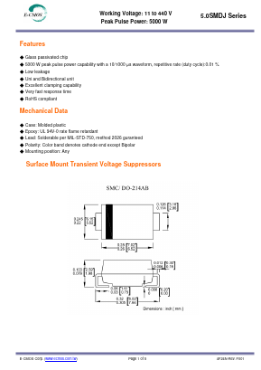 5.0SMDJ43 Datasheet PDF E-CMOS Corporation