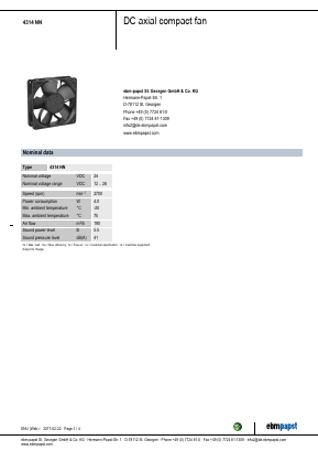 4314NN Datasheet PDF ebm-papst