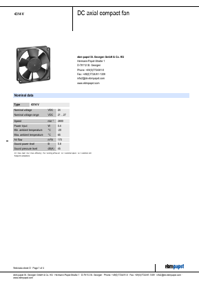 4314V Datasheet PDF ebm-papst