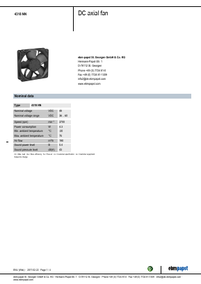 4318NN Datasheet PDF ebm-papst