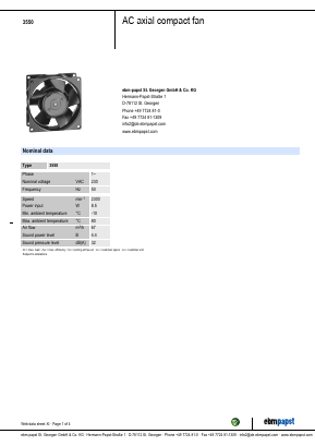 3550 Datasheet PDF ebm-papst