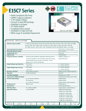 E15C7E2F-155520MTR Datasheet PDF Ecliptek Corporation