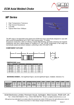 MF1303 Datasheet PDF ECM Electronics Limited.
