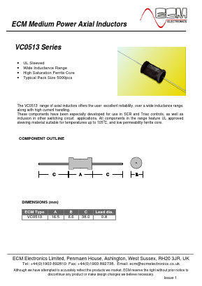 VC0513-221 Datasheet PDF ECM Electronics Limited.