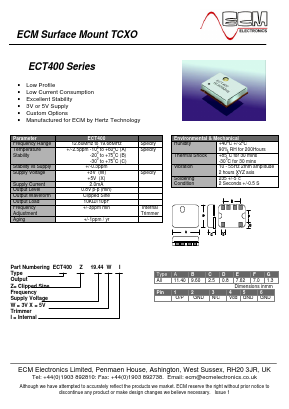 ECT400 Datasheet PDF ECM Electronics Limited.