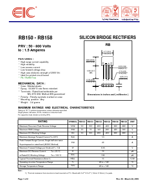 RB150 Datasheet PDF Electronics Industry