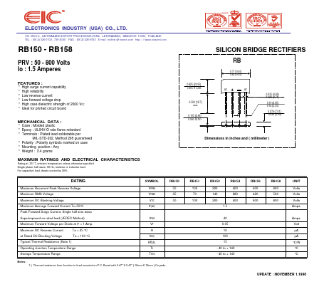 RB150 Datasheet PDF Electronics Industry