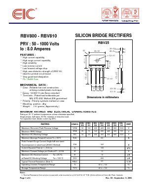 RBV804 Datasheet PDF Electronics Industry