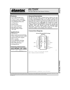 EL7243 Datasheet PDF Elantec -> Intersil