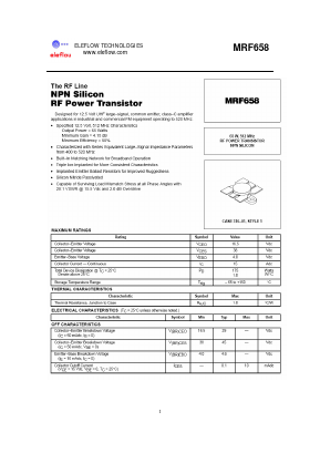 MRF658 Datasheet PDF eleflow technologies co., ltd.